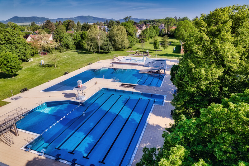 Luftaufnahme Freibad am Prie&szlig;nitzweg