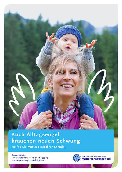 Bild vergr&ouml;&szlig;ern: Unter dem Motto &raquo;Auch Alltagsengel brauchen neuen Schwung. Helfen Sie M&uuml;ttern mit Ihrer Spende&laquo; wird in Rheinland-Pfalz vom 10. bis zum 19. Mai Geld gesammelt, das kurbed&uuml;rftigen M&uuml;ttern und deren Kindern zugutekommt.